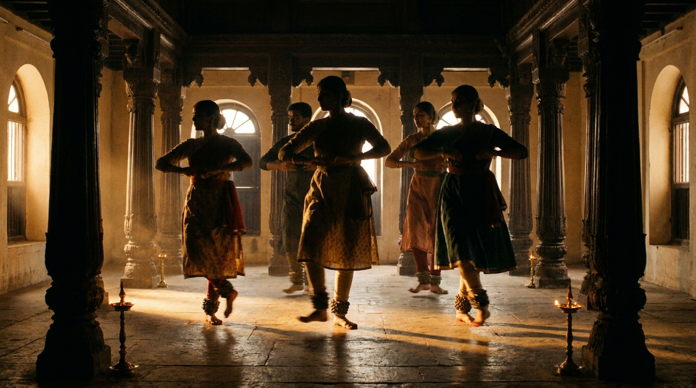 Students practicing Kathak